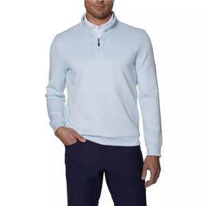 Hickey Freeman Light Blue Quarter Zip Up Long Sleeve Sweater Men’s Size Large